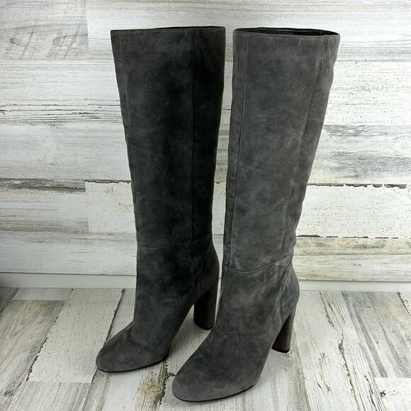 Vince Camuto Shoes - Vince Camuto womens 9 Femmie Gray suede leather heeled almond toe knee boot new